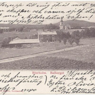 Bjurholm. Balberget Foto och förlag Rikard Garfvé, NordmalingPoststämplat 16/4 1903Ägare: Åke Runnman9x14