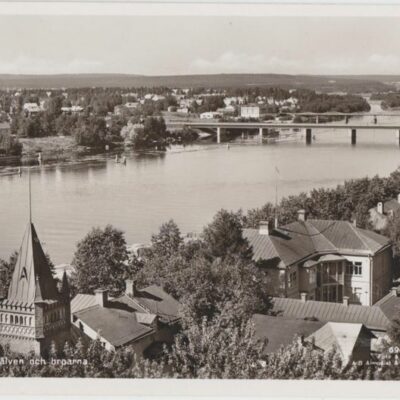 Umeå. Umeälven och broarna
Förlag: Fjellströms Pappershandels Eftr.,
A. G. Delin, Umeå
Ocirkulerat
Ägare: Åke Runnman
9x14