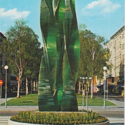 "Grön Eld" glaskonstverk avtäckt 1970, konstnär V Lindstrand
Hallens reklamtryck
Poststämplat 1992-04-12
Ägare: Åke Runnman
10x15