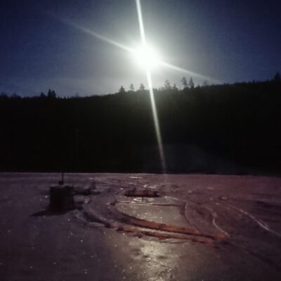2020-01-09 Måne över Malberget. Foto: Göran Andersson