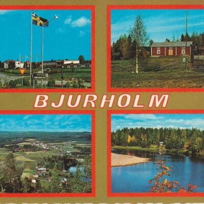 BJURHOLM Förlag: Anderssons Bok & Pappershandel Eftr. BjurholmFoto: Ernst LundgrenPoststämplat 4/7 1985Ägare: Åke Runnman10x15