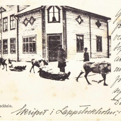Gata i Lappstockholm
JDA Lindahls Bokh.
Poststämplat 19/12 1908
Ägare: Åke Runnman
9x14