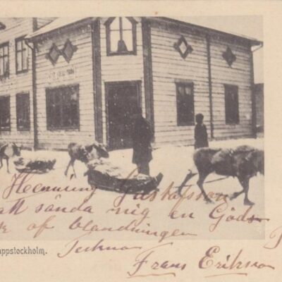 Gata i Lappstockholm
2720
Poststämplat 9/1 1906
Ägare: Åke Runnman
9x14