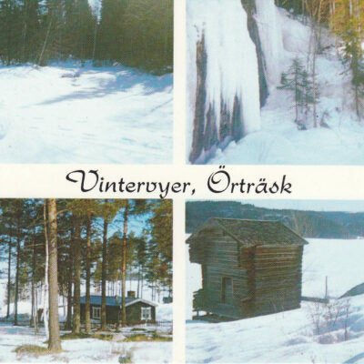 Vintervyer, Örträsk. Foto: Siri Löfgren, V:a Örträsk. Poststämplat 7/2 1994. Ägare: Åke Runnman. 10x15